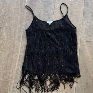 MaxMara Black Sequence Fringe Women's Top